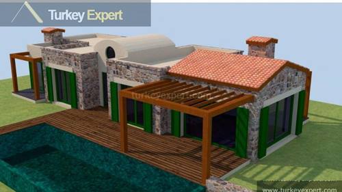 Small project of 4 private stones houses for sale in Bodrum