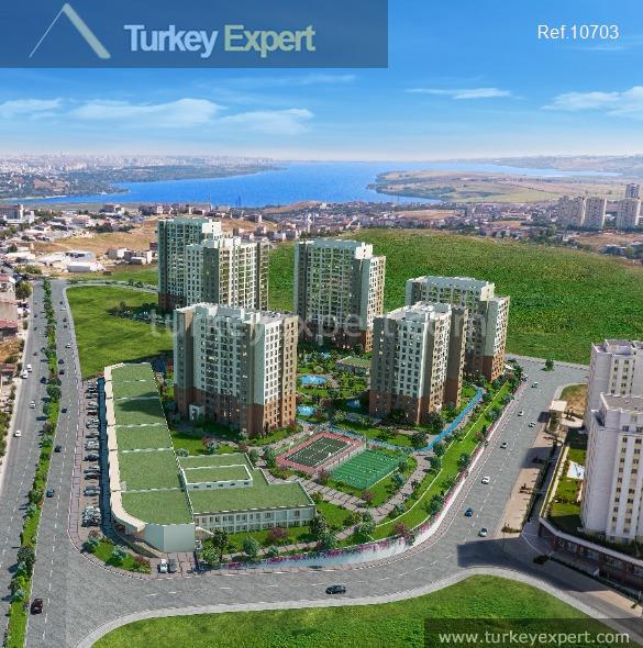 Modern residential project in Istanbul surrounded by green landscaped gardens 0