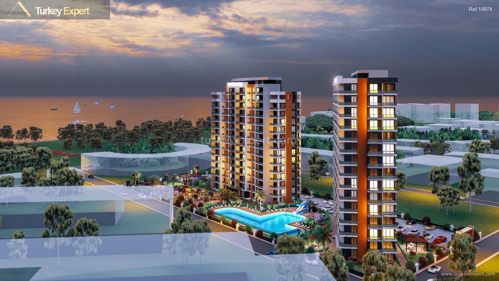 1new mersin apartments in a complex near the sea with