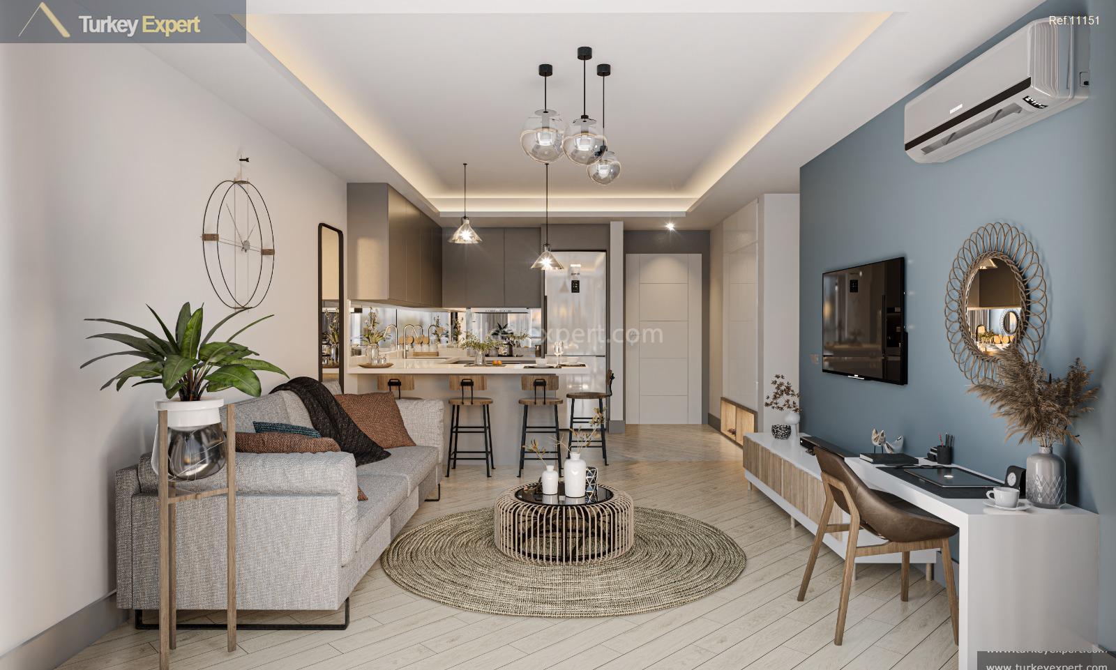 New apartments for sale in Antalya with a communal pool and amenities 0
