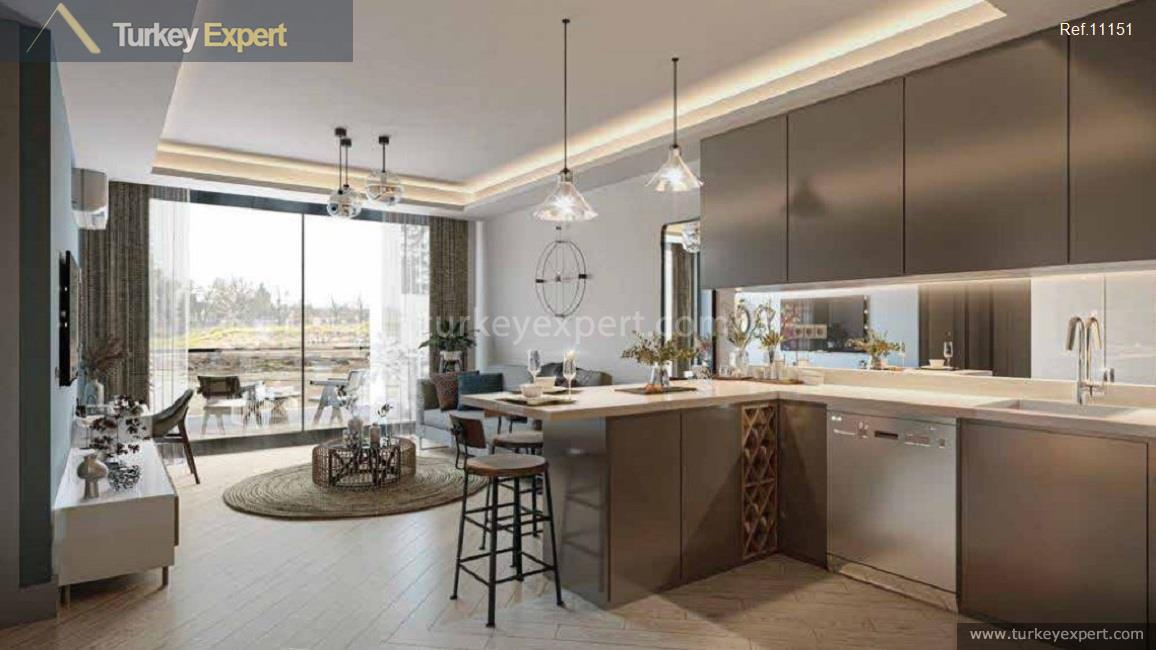 New apartments for sale in Antalya with a communal pool and amenities 1