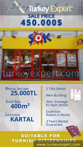 1commercial shop for sale in istanbul kartal tenanted by sok1