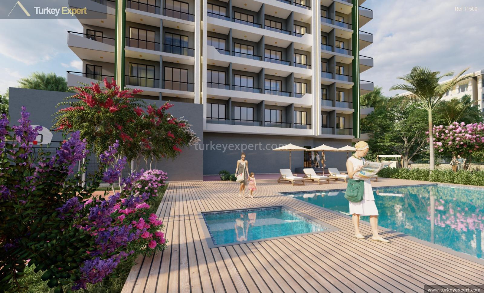 Sea-view 1-bedroom apartments for sale in Mersin Tece, with a communal pool 0