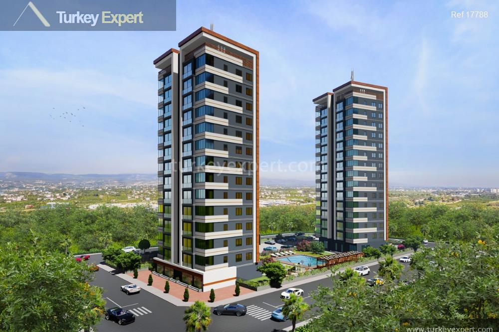 Contemporary apartments with a swimming pool in Mersin Mezitli 2