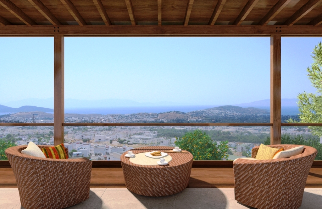 Bodrum Merkezde Otantik Özel Havuzlu ve Deniz Manzarali Lüks Taş ev