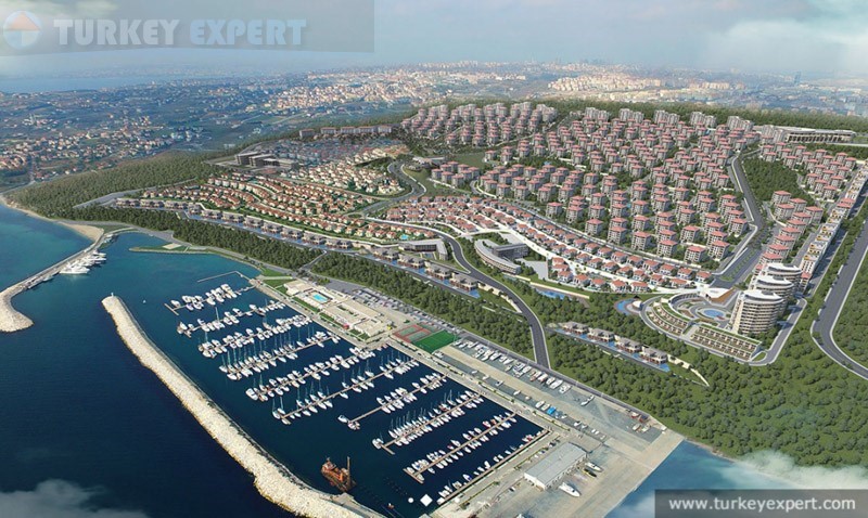 istanbul da marina manzarali denize sifir daire ve villalar