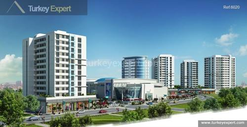 Modern apartments for sale in a project near the Istanbul airport and a shopping mall