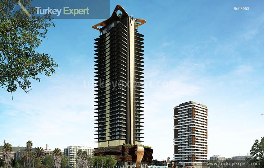 New apartments for sale in Izmir Bonova in an impressive tower residence with panoramic sea views 0